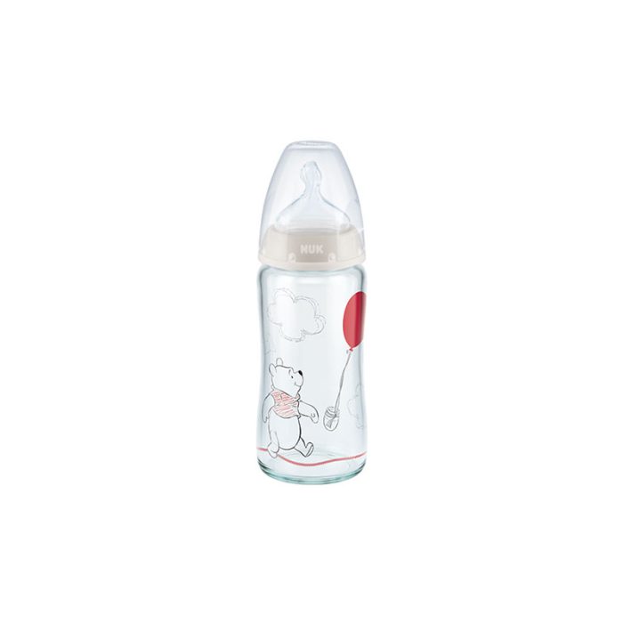 Nuk Disney First Choice Plus Winnie the Pooh Γυάλινο Μπιμπερό Θηλή Σιλικόνη 240ml